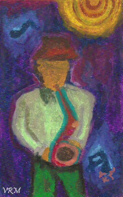 Midnight Serenade, oil pastel on paper, 5.5×8 inches, sold