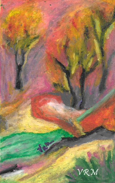Fantasyland, oil pastel on paper, 5.5x8 inches, available